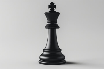 Fototapeta premium Black King Chess Piece on White Background