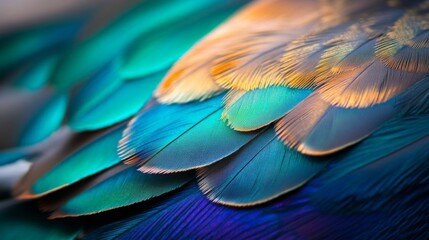 Obraz premium A Close-Up of Vibrant, Iridescent Bird Feathers
