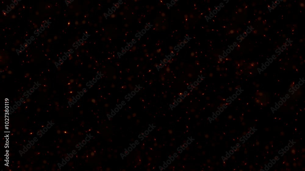 Sticker abstract animation loop glow gold stars particles flow up on black background. 4k 3d seamless loopin