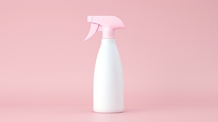 Minimalist pink and white spray bottle on soft pastel background
