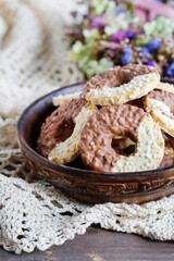 Butter cookies with homemade chocolate icing.