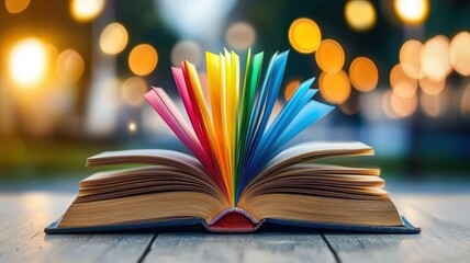 Colorful Swirling Rainbow Vortex Emerging from Book