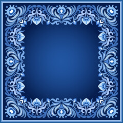 Vector abstract decorative floral ethnic ornamental illustration. Square background