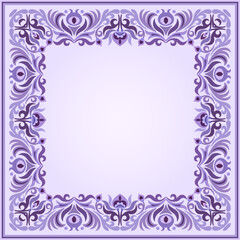 Vector abstract decorative floral ethnic ornamental illustration. Square background