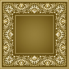 Vector abstract decorative floral ethnic ornamental illustration. Square background