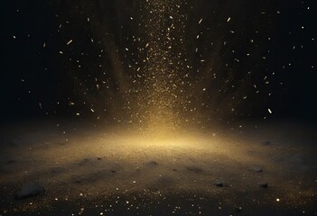 A close-up of a black stone with flecks of gold dust inside