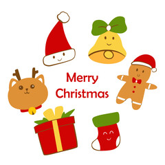 Collection of Christmas characters and decor elements.