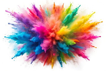 Explosion splash of colorful powder, isolated on white background