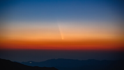 Comet C/2023 A3 Tsuchinshan ATLAS is traveling through space. The comet appears in the early...