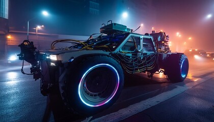 Futuristic hardcore cyber heavy duty car