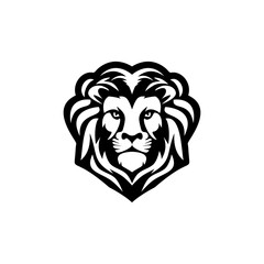 Vector illustration of black Lion head with symmetrical design, for your logo template.