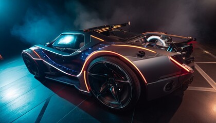 Naklejka premium Futuristic hardcore cyber heavy duty car
