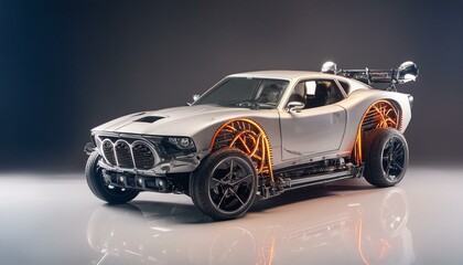 Naklejka premium Futuristic hardcore cyber heavy duty car