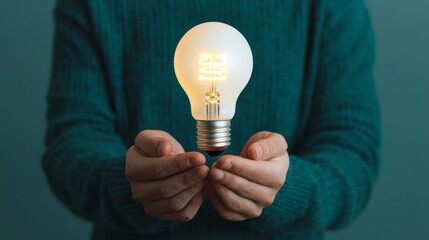 Hand Holding a Light Bulb   Innovation  Inspiration  Idea  Concept  Creativity  Success