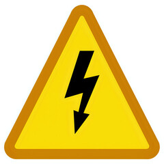 A triangular warning sign featuring a bold black lightning bolt, symbolizing caution and electrical hazards.