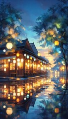 Naklejka premium Panoramic view of the historic city center, showcasing ancient architecture and bustling streets