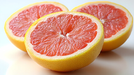 Pomelo fruit with cut in half isolated on white background.