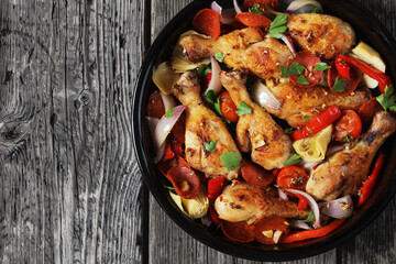 Basque Chicken Pepper Artichoke and Chorizo Saute