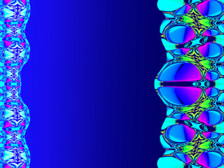 Bright abstract ornamental frame on blue background, place for text.