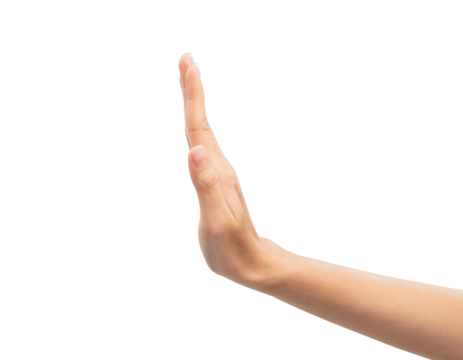 woman hand show stop sign on background.