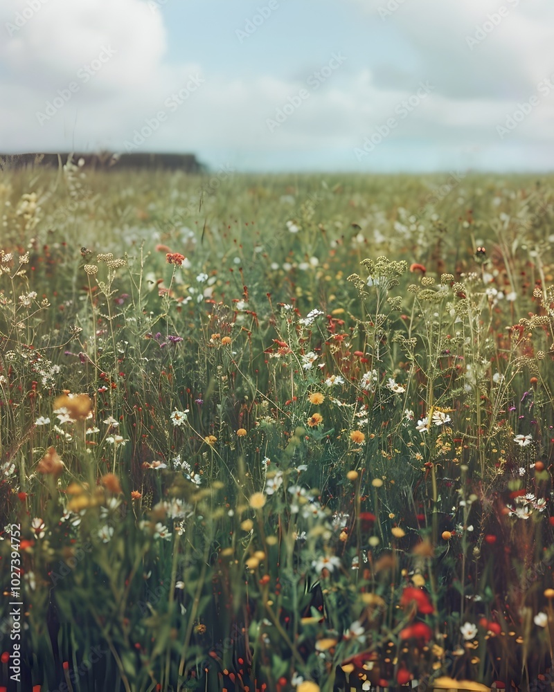 Wall mural Vibrant Wildflower Field Symbolizing Sustainable Agriculture and Ecosystem