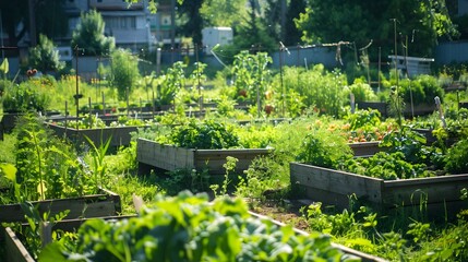 Thriving Community Garden Restores Urban Ecosystem with Lush Vegetation and Wildlife Habitat