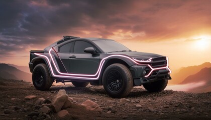Big futuristic cyber pickup truck