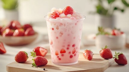 Refreshing Bubble Tea in Transparent Cup with Straw