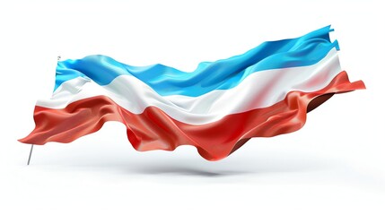 The flag of Andorra, waving in the wind.