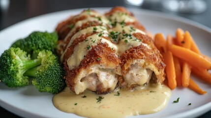 Deliciously Plated Chicken Cordon Bleu with Vegetables