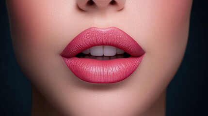 Fototapeta premium Close-up of beautiful female lips highlighting natural hues and textures in a luxurious dark setting