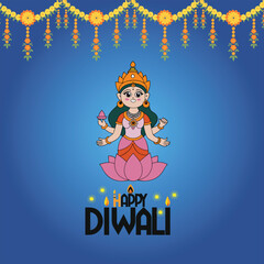 Happy Depwali Goddess Laxmi on Laxmi pujan or pooja in Diwali or Deepavali, a festival of light