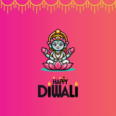 Happy Depwali Goddess Laxmi on Laxmi pujan or pooja in Diwali or Deepavali, a festival of light