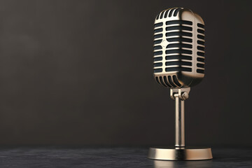 Vintage Microphone on Dark Background 