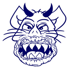 Bad Cat Design Evil Halloween Monster Devil Horror Horns Sharp Teeth Funny Cool Cartoon Cute Cats Lovers Cartoon Comic Fun Love Sweet Kittens Adorable Feline Playful Kitties Fur Baby Paw Pet Owners