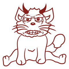Bad Cat Design Evil Halloween Monster Devil Horror Horns Sharp Teeth Funny Cool Cartoon Cute Cats Lovers Cartoon Comic Fun Love Sweet Kittens Adorable Feline Playful Kitties Fur Baby Paw Pet Owners