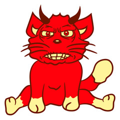 Bad Cat Design Evil Halloween Monster Devil Horror Horns Sharp Teeth Funny Cool Cartoon Cute Cats Lovers Cartoon Comic Fun Love Sweet Kittens Adorable Feline Playful Kitties Fur Baby Paw Pet Owners