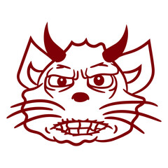 Bad Cat Design Evil Halloween Monster Devil Horror Horns Sharp Teeth Funny Cool Cartoon Cute Cats Lovers Cartoon Comic Fun Love Sweet Kittens Adorable Feline Playful Kitties Fur Baby Paw Pet Owners