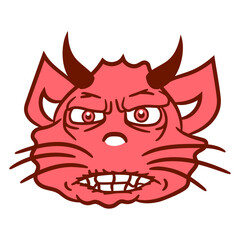 Bad Cat Design Evil Halloween Monster Devil Horror Horns Sharp Teeth Funny Cool Cartoon Cute Cats Lovers Cartoon Comic Fun Love Sweet Kittens Adorable Feline Playful Kitties Fur Baby Paw Pet Owners