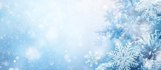 Blue christmas snowflakes banner with copy space 