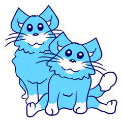 Cat Design Two Best Friends Couple Romantic Crew Team Funny Cool Cartoon Cute Cats Lovers Cartoon Comic Fun Love Sweet Kittens Adorable Feline Like Playful Kitties Fur Baby Illustration Paw Pet Owners