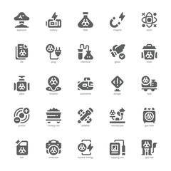 Nuclear Energy icon pack for your website, mobile, presentation, and logo design. Nuclear Energy icon glyph design. Vector graphics illustration and editable stroke.