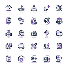 Nuclear Energy icon pack for your website, mobile, presentation, and logo design. Nuclear Energy icon dual tone design. Vector graphics illustration and editable stroke.