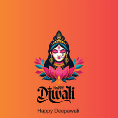 Happy Depwali Goddess Laxmi on Laxmi pujan or pooja in Diwali or Deepavali, a festival of light
