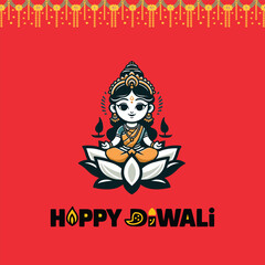 Happy Depwali Goddess Laxmi on Laxmi pujan or pooja in Diwali or Deepavali, a festival of light