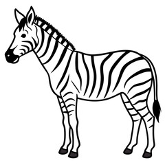 Fototapeta premium simple icon logo Children coloring book page, line art, monochrome black and white, cartoon outline cute style, illustration of a zebra 