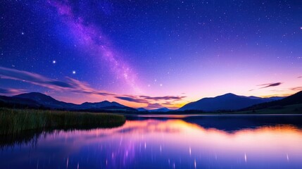 Fototapeta premium Scenic Astrophotography Setup at Twilight