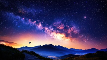 Fototapeta premium Stellar Night Sky Over Mountain Landscape