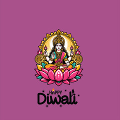 Happy Depwali Goddess Laxmi on Laxmi pujan or pooja in Diwali or Deepavali, a festival of light