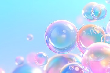 A soft pastel background with an array of bubbles in various sizes and colors